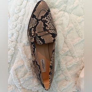 LK Bennett Snakeskin Loafers - Black and Tan